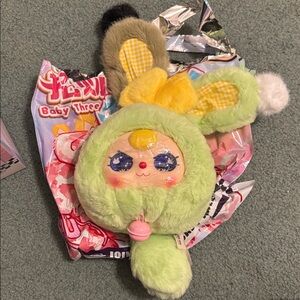 400% Baby Three Plush Bag Blind Box- Green & Yellow Bunny